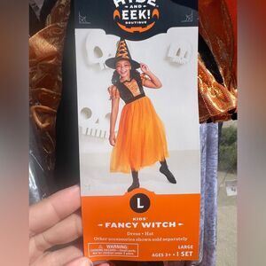 Kids Fancy Witch Costume - Orange and Black size Large
